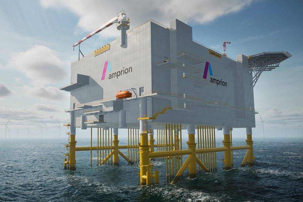 Computer-generated illustration of the 2.0 Gigawatt HVDC offshore converter station for which Aker Solutions will build a substructure.