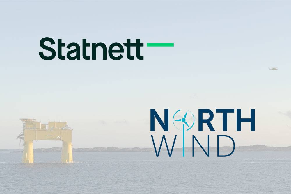 Statnett and NorthWind logos, with an image of an HVDC platform in underlay.